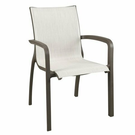 GROSFILLEX US007599 Sunset Fusion Bronze Stacking Armchair with Beige Sling Seat - 16/Case, 16PK 383US007599CS